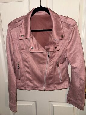 Stylish Pink Moto Jacket - Women- L